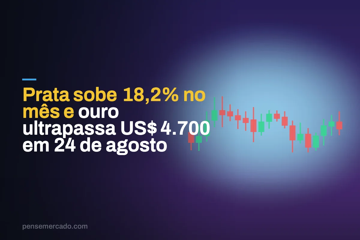 Prata sobe 18,2% no mês e ouro ultrapassa US$ 4.700 em 24 de agosto