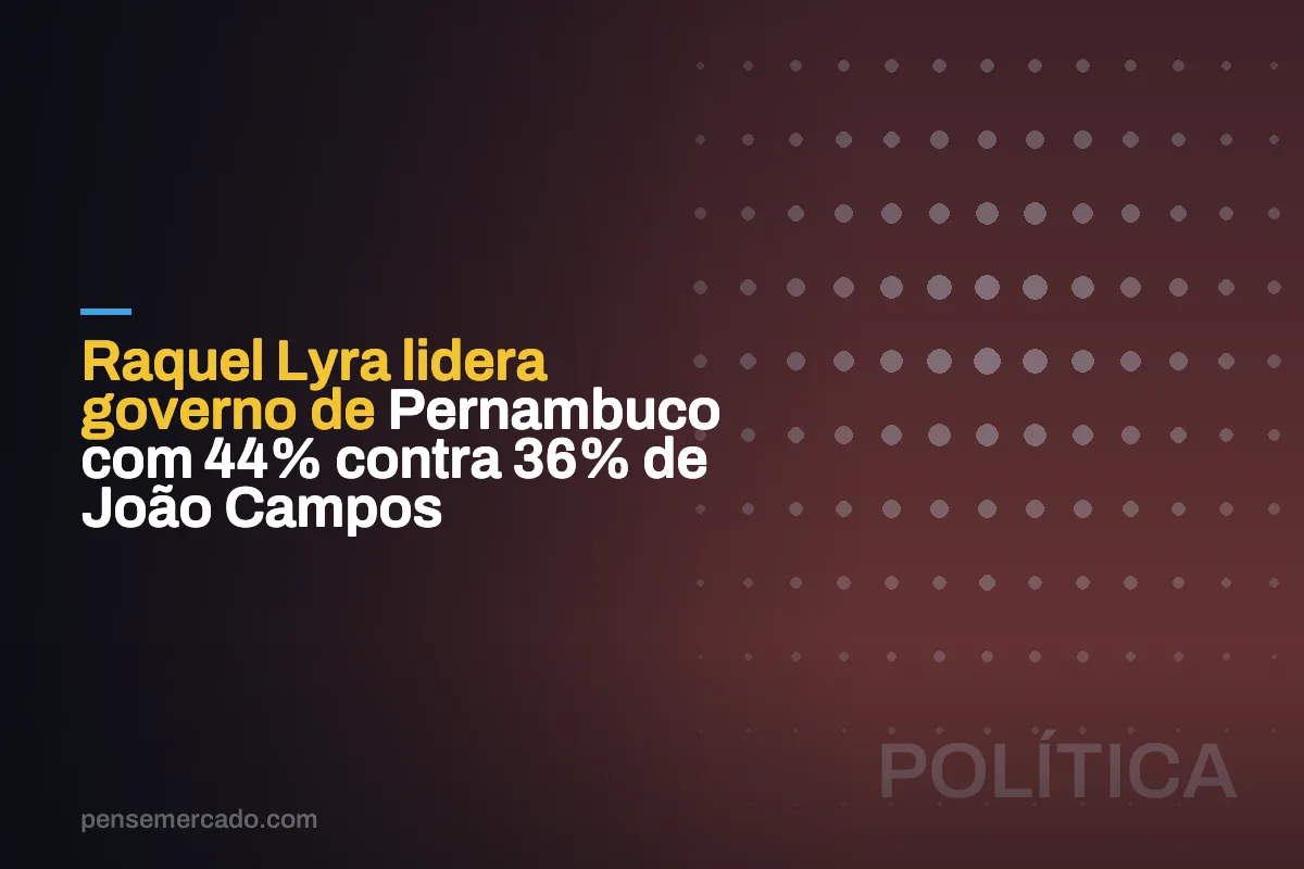Raquel Lyra lidera governo de Pernambuco com 44% contra 36% de João Campos