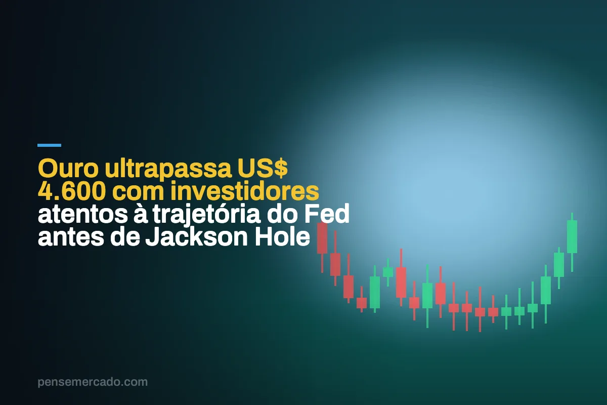 Ouro ultrapassa US$ 4.600 com investidores atentos à trajetória do Fed antes de Jackson Hole