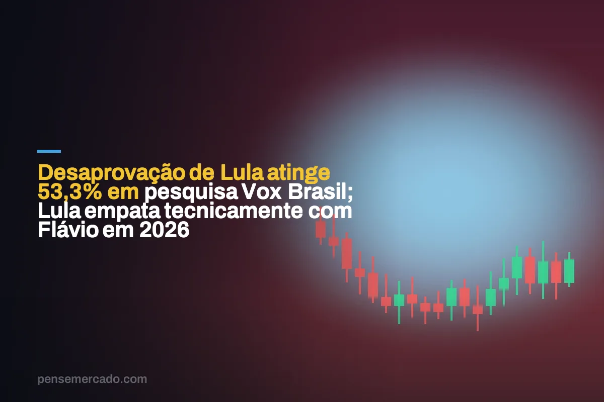 Desaprovação de Lula atinge 53,3% em pesquisa Vox Brasil; Lula empata tecnicamente com Flávio em 2026