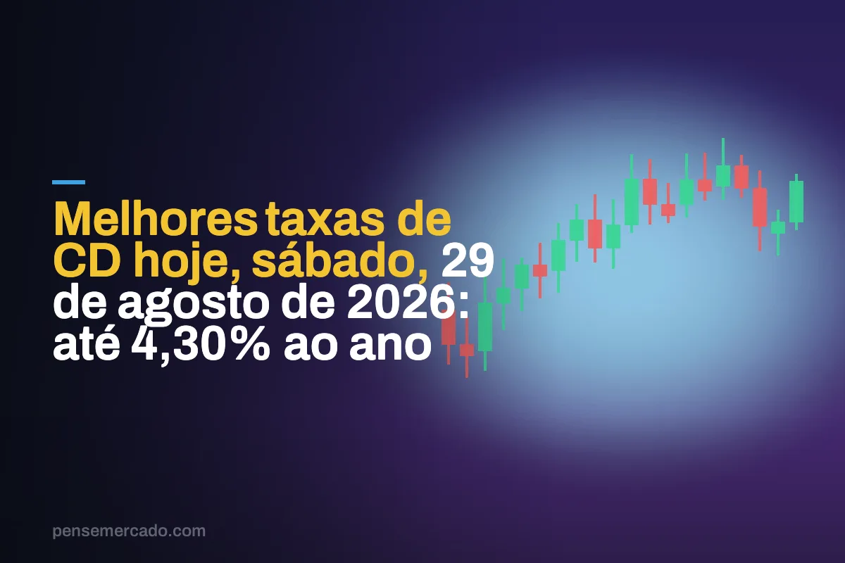 Melhores taxas de CD hoje, sábado, 29 de agosto de 2026: até 4,30% ao ano