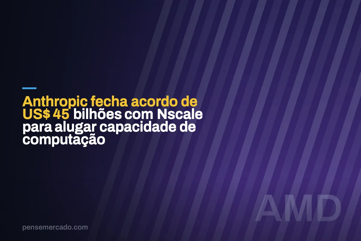 Anthropic fecha acordo de US$ 45 bilhões com Nscale para alugar capacidade de computação