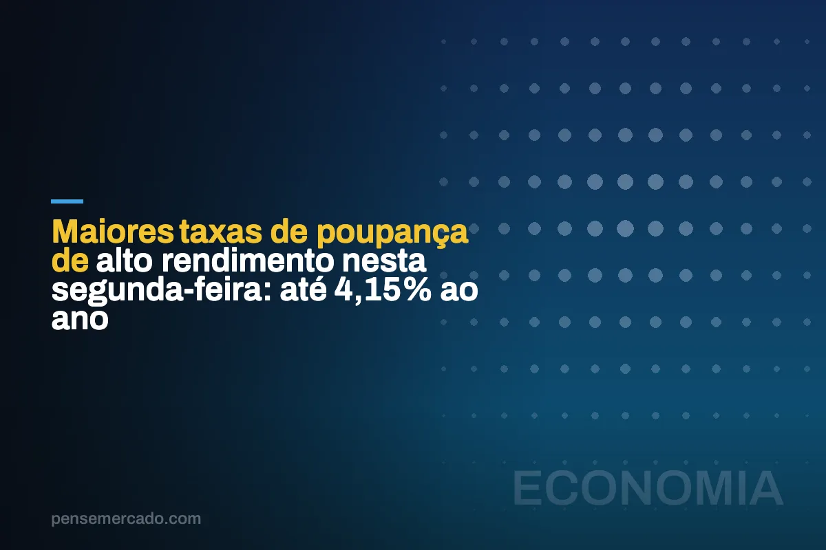 Maiores taxas de poupança de alto rendimento nesta segunda-feira: até 4,15% ao ano