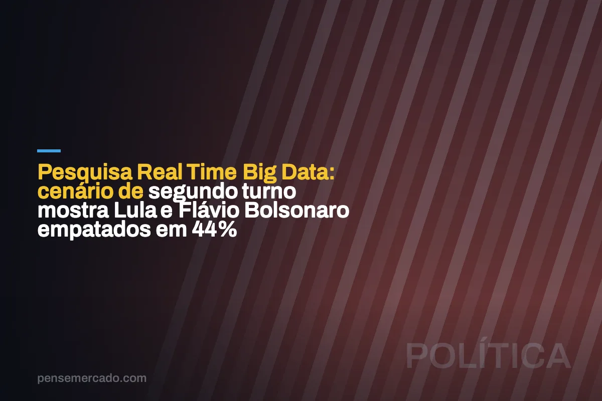 Pesquisa Real Time Big Data: cenário de segundo turno mostra Lula e Flávio Bolsonaro empatados em 44%