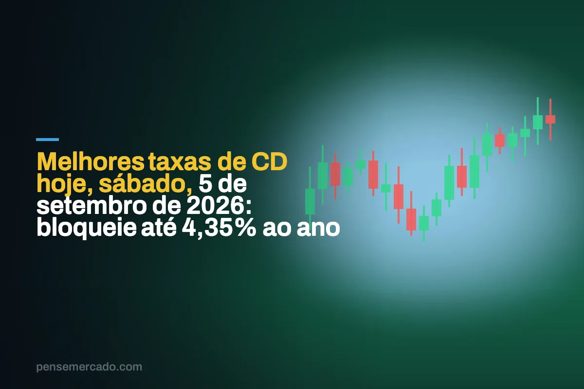 Melhores taxas de CD hoje, sábado, 5 de setembro de 2026: bloqueie até 4,35% ao ano