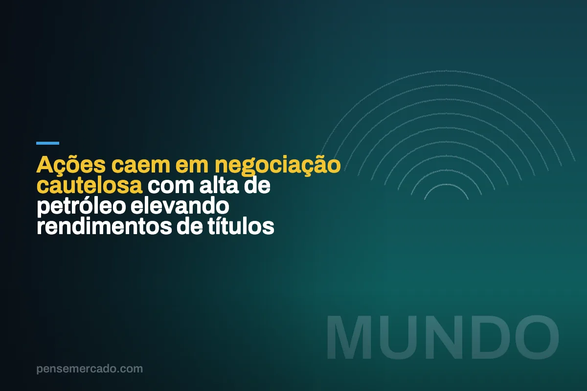 Ações caem em negociação cautelosa com alta de petróleo elevando rendimentos de títulos