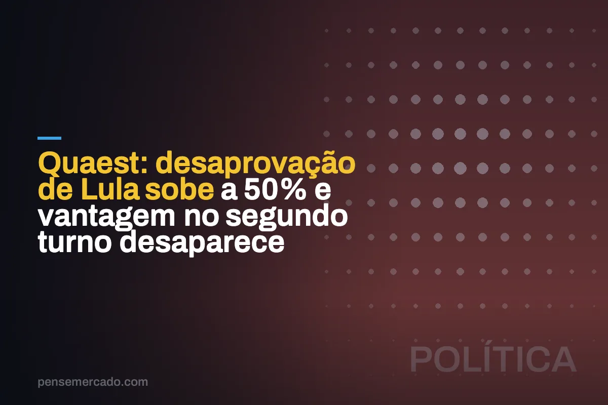 Quaest: desaprovação de Lula sobe a 50% e vantagem no segundo turno desaparece