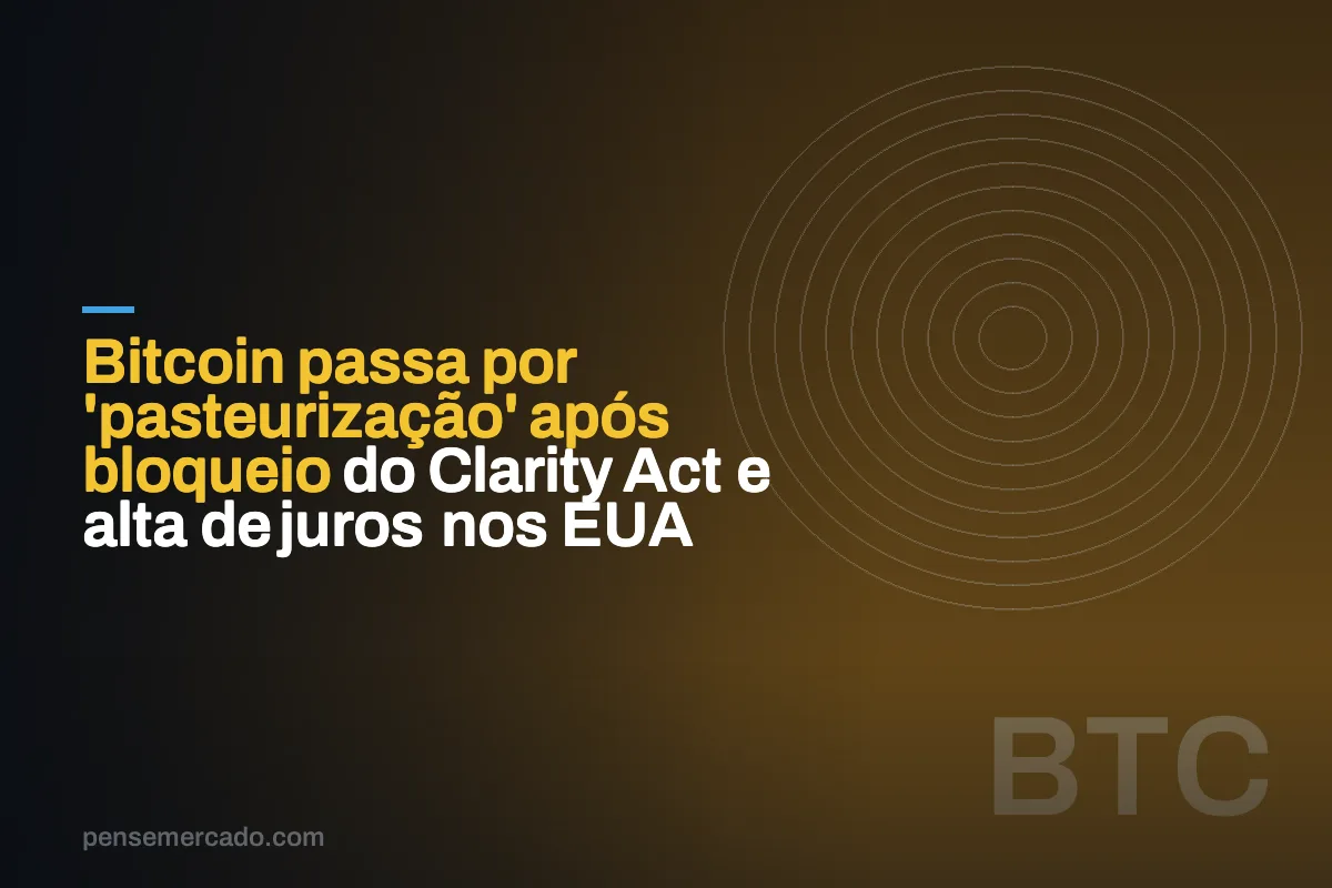 Bitcoin passa por 'pasteurização' após bloqueio do Clarity Act e alta de juros nos EUA