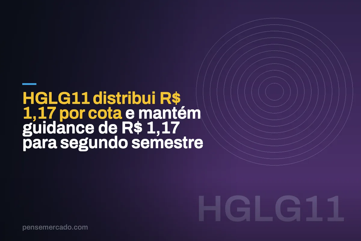 HGLG11 distribui R$ 1,17 por cota e mantém guidance de R$ 1,17 para segundo semestre