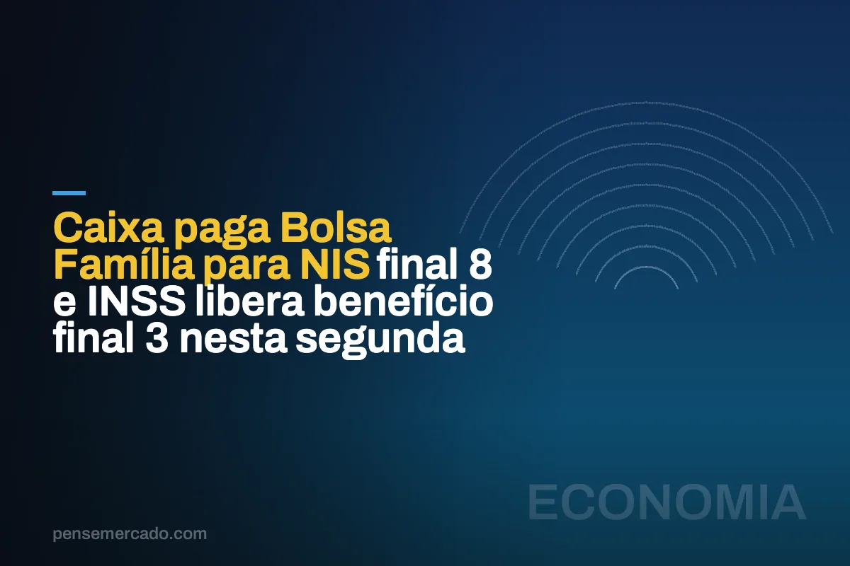 Caixa paga Bolsa Família para NIS final 8 e INSS libera benefício final 3 nesta segunda