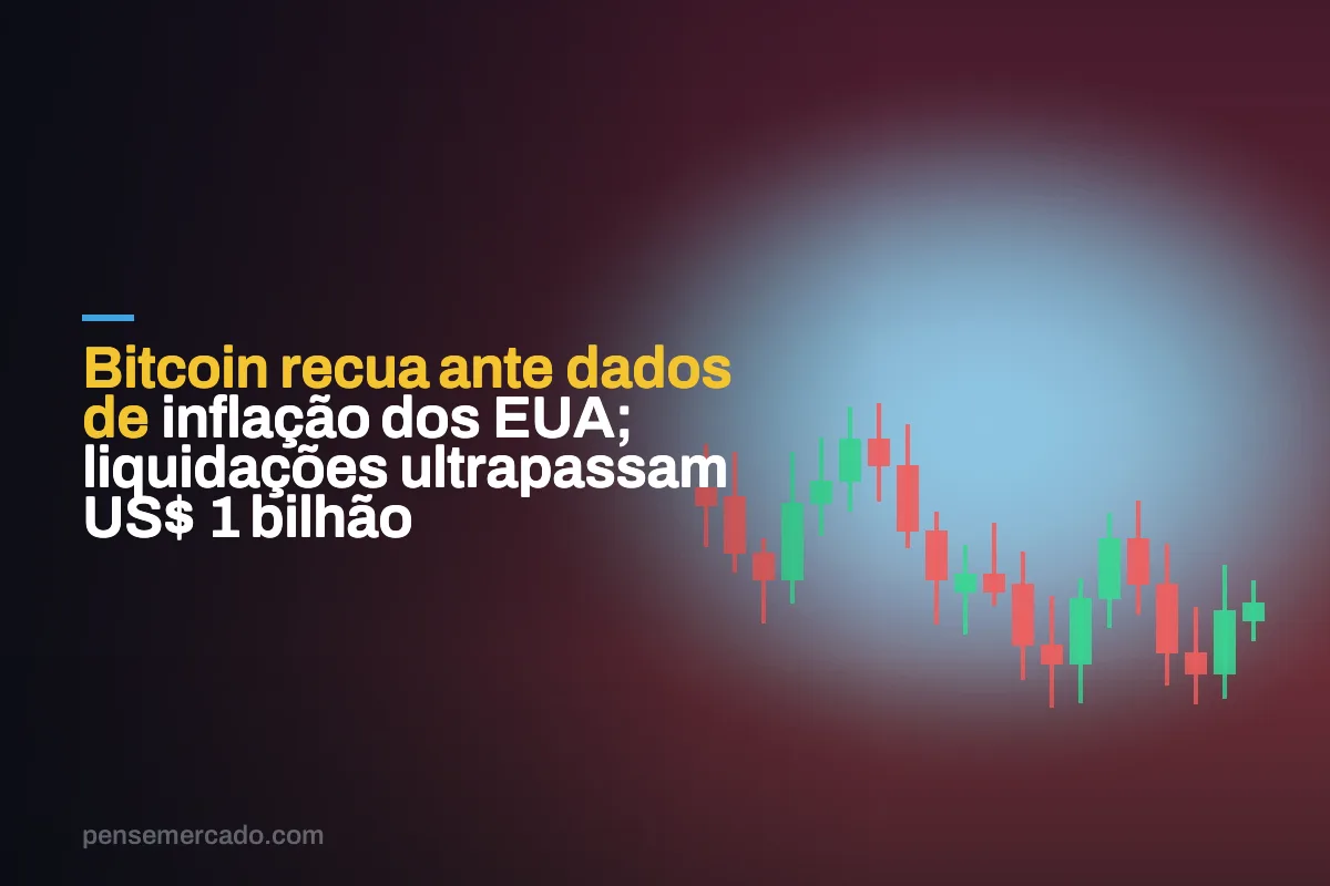 Bitcoin recua ante dados de inflação dos EUA; liquidações ultrapassam US$ 1 bilhão