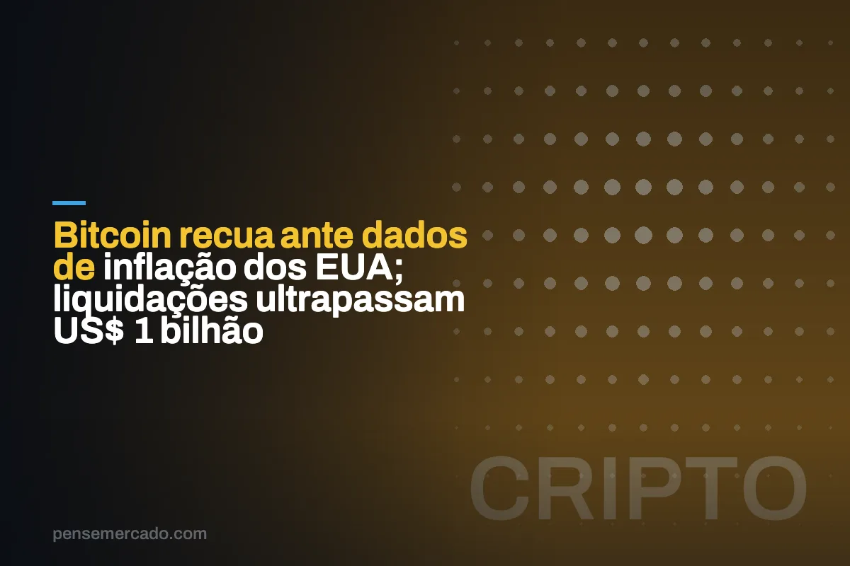 Bitcoin recua ante dados de inflação dos EUA; liquidações ultrapassam US$ 1 bilhão