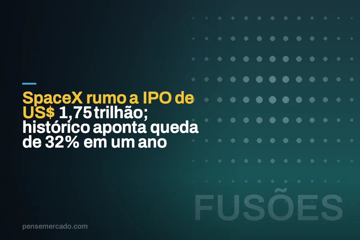 SpaceX rumo a IPO de US$ 1,75 trilhão; histórico aponta queda de 32% em um ano