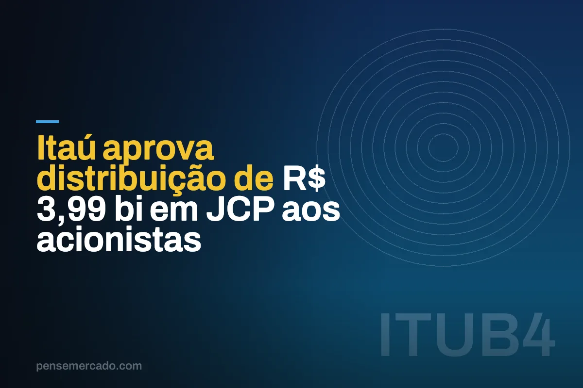 Itaú aprova distribuição de R$ 3,99 bi em JCP aos acionistas